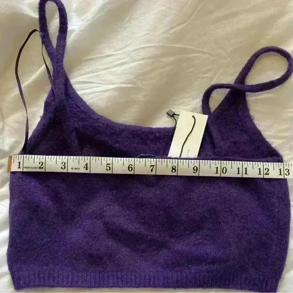 ❣️Zara Dark Purple Flower Beaded Wool Knit Crop Top NWT Size Small, smoke free - Picture 8 of 14